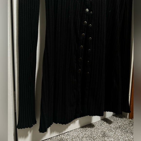 Anthropologie Ribbed Cardigan Sweater Black size Small - Picture 7 of 8